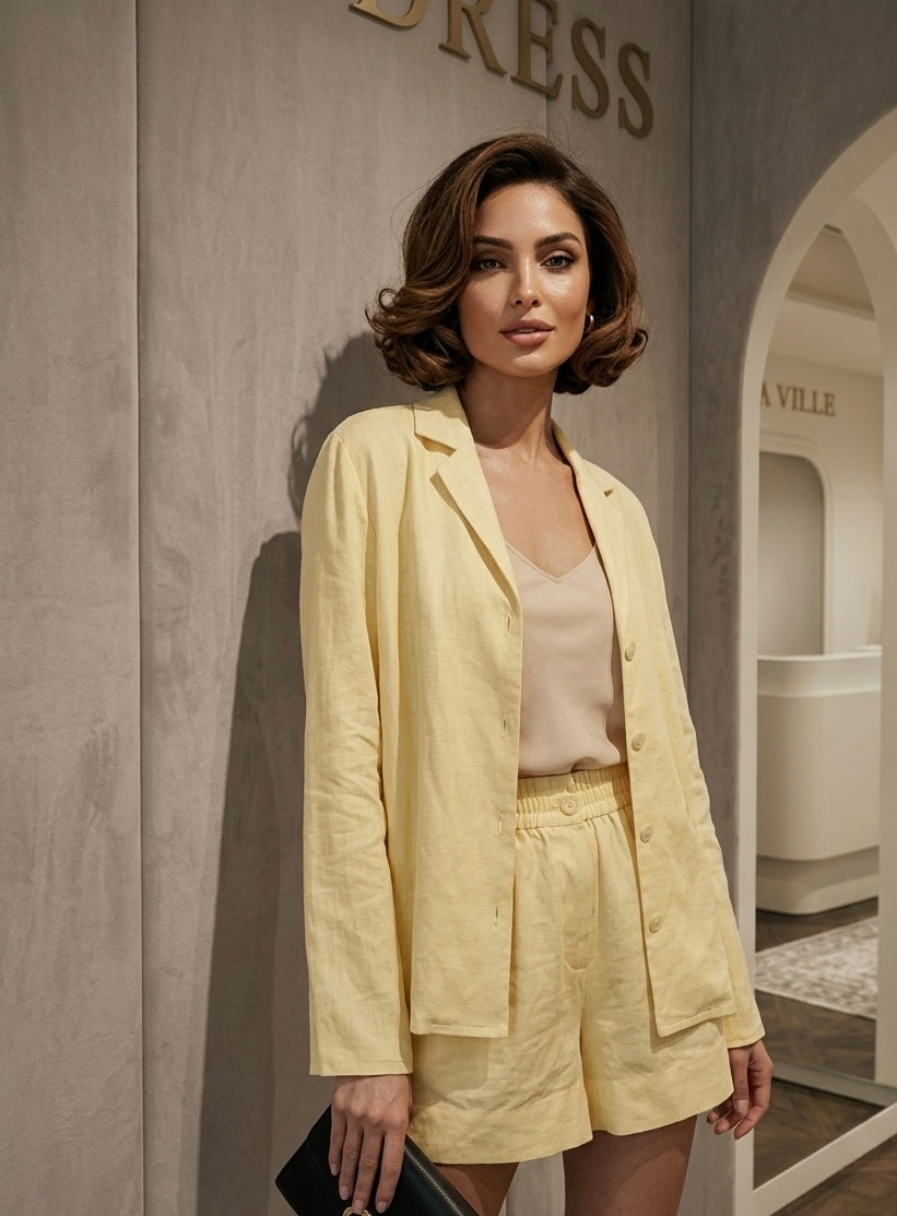 Conjunto Estilo Resort: Camisa Oversized e Short Curto com Bolsos