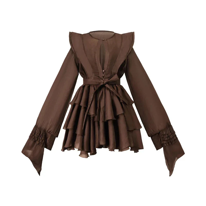 Vestido Curto Estruturado em Camadas Sofisticado