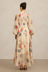 Vestido Longo de Manga Longa com Estampa Floral