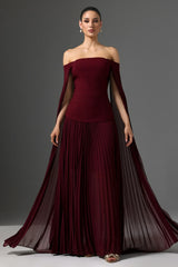 Vestido Elegante com Decote Ombro a Ombro Cintura Marcada