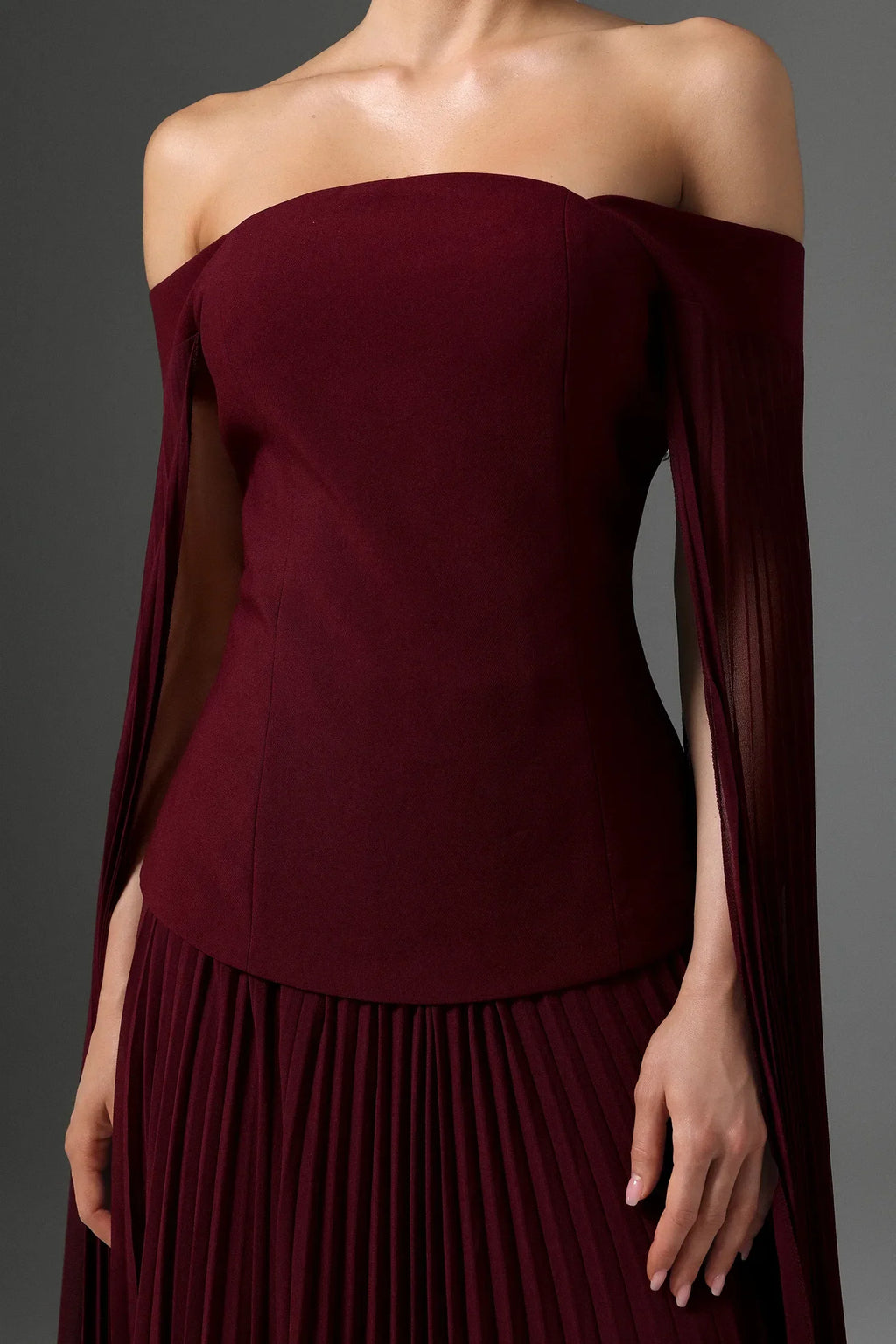 Vestido Elegante com Decote Ombro a Ombro Cintura Marcada
