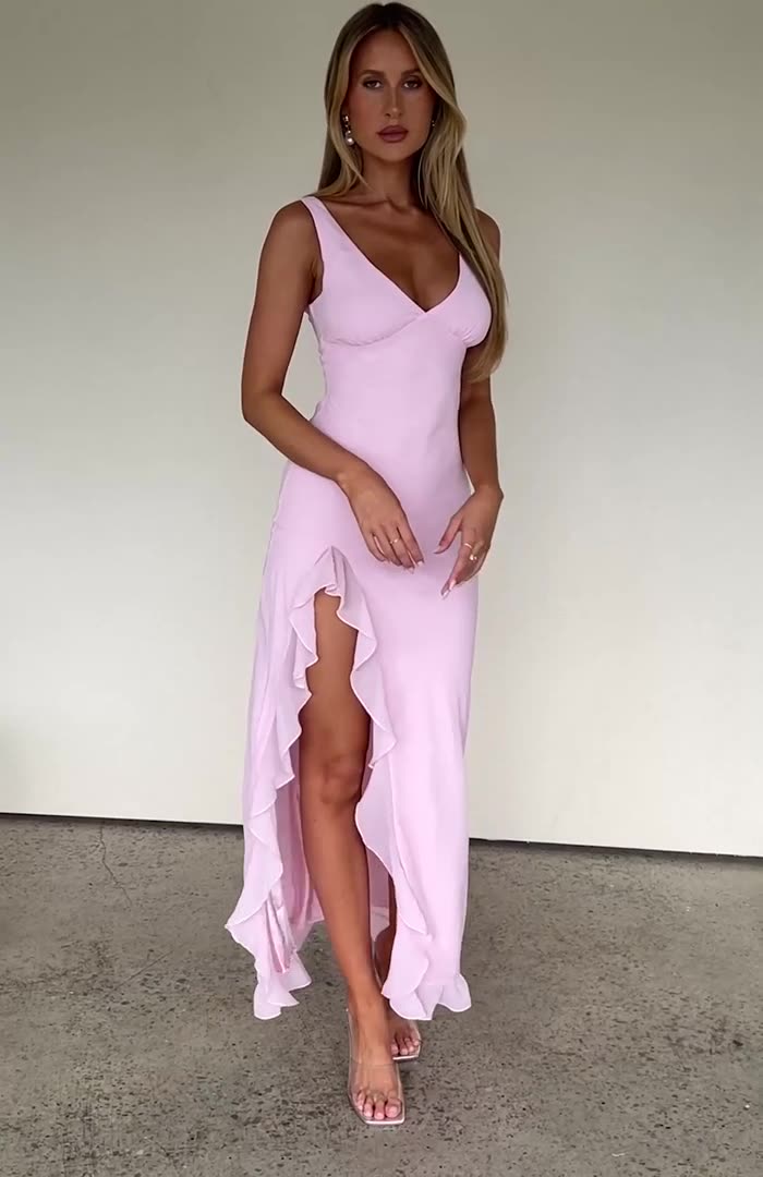 Zaretha | Vestido Longo Amarelo com Alças Finas e Fenda Alta