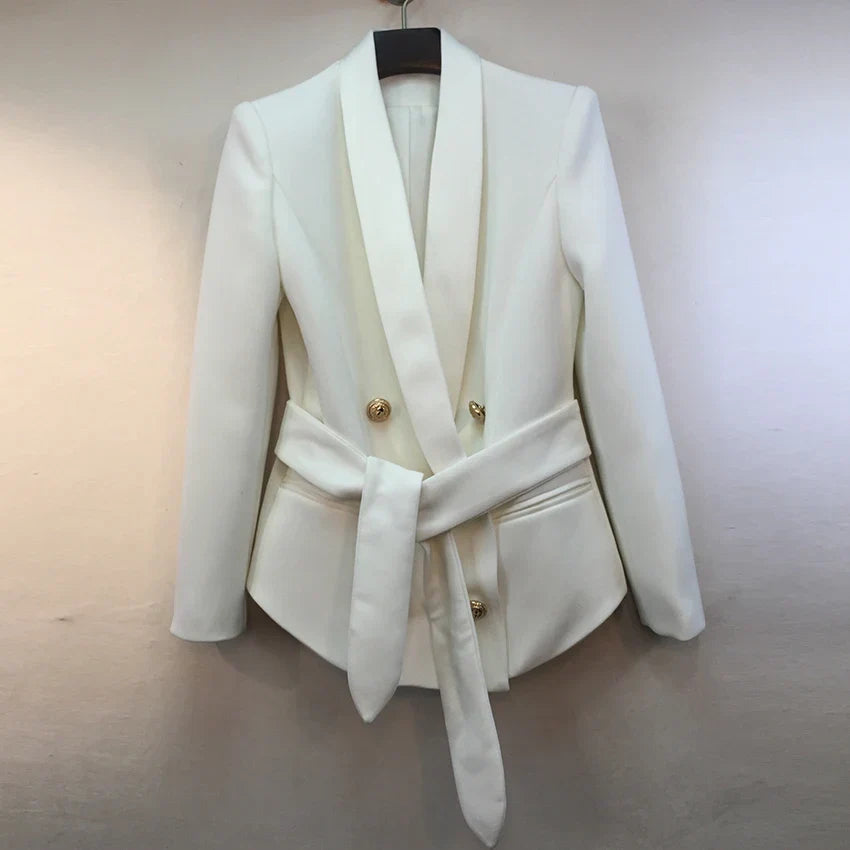 Blazer Estruturado com Lapela Xale e Cinto - Elegância Atemporal