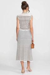 Vestido Cami em Tricô Canelado Premium com Abotoamento Frontal e Trama Ondulada