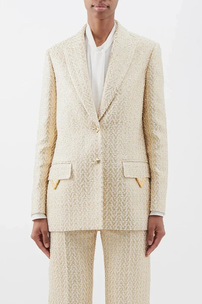 Conjunto de Luxo: Blazer e Calça em Jacquard com Monograma Exclusivo