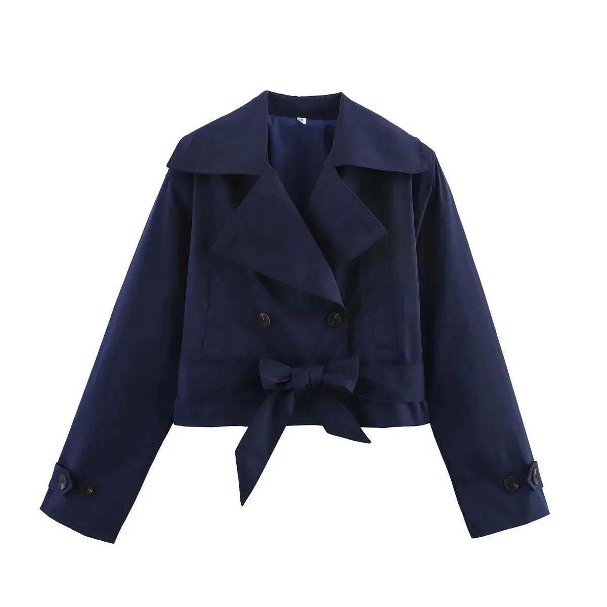Casaco Escultural Estilo Trench Coat com Abotoamento Cruzado e Cinto