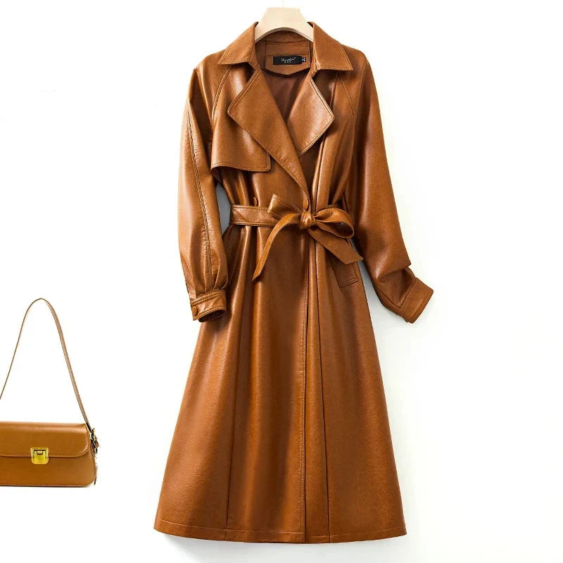 Trench Coat em Pelica de Carneiro com Cinto Integrado
