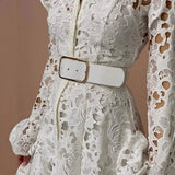 Sofia | Vestido Longo em Renda com Cintura Império e Decote em V