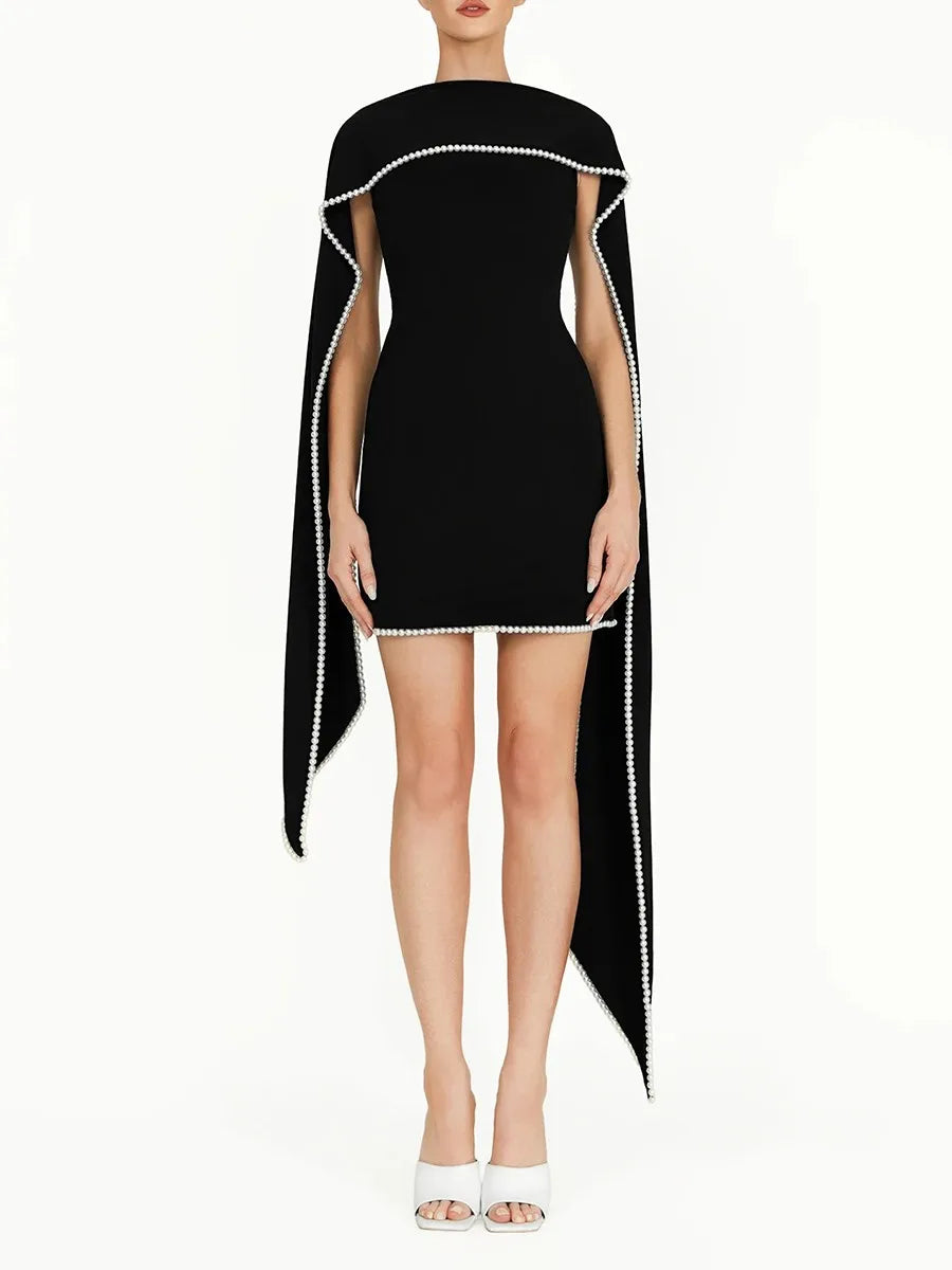 Vestido de Alfaiataria com Design Assimétrico Bordado com Perolas