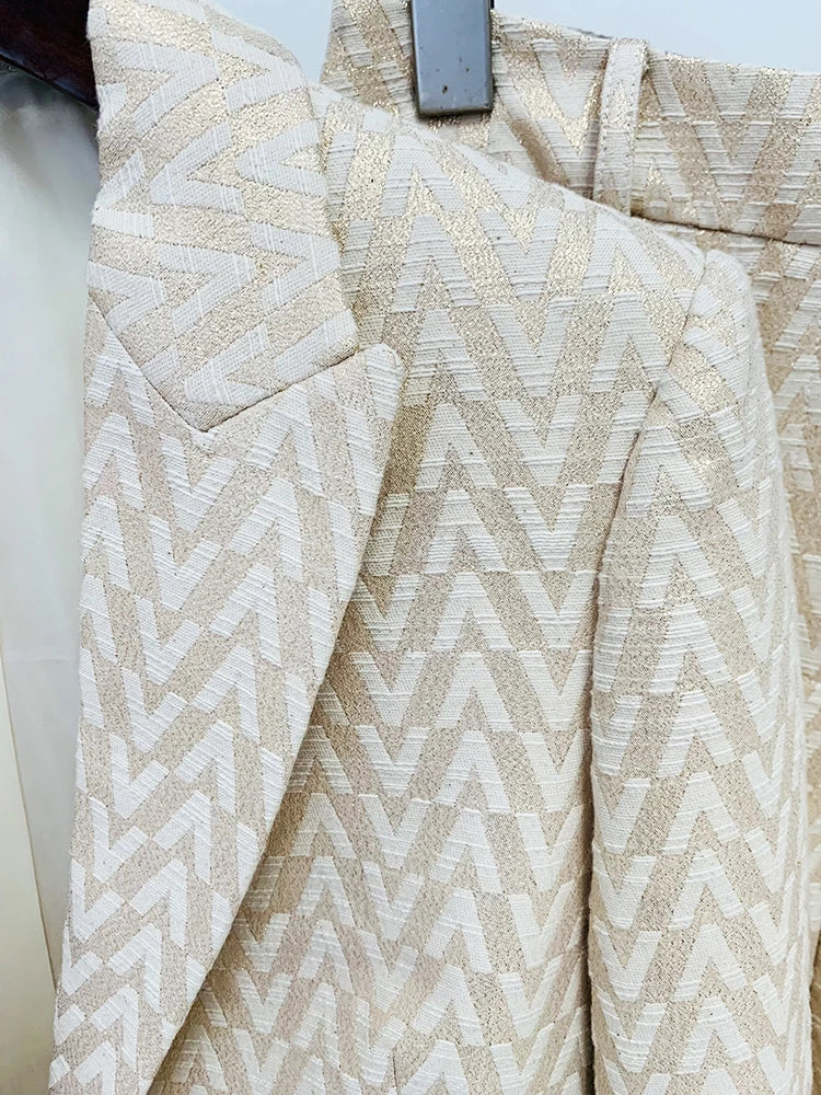 Conjunto de Luxo: Blazer e Calça em Jacquard com Monograma Exclusivo