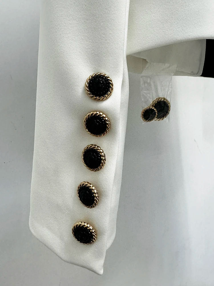 Blazer de Alfaiataria Escultural Bicolor com Gola Xale