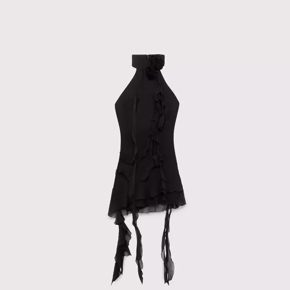 Vestido sem Mangas com Decote Halter, Exclusivo e Detalhe em Laço
