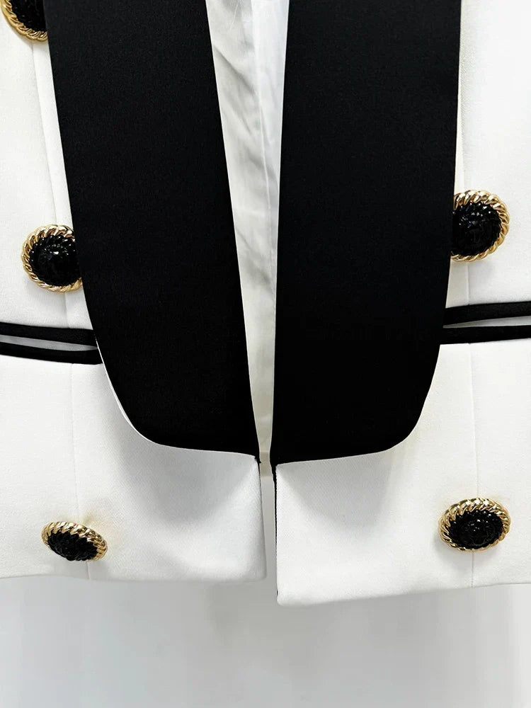 Blazer de Alfaiataria Escultural Bicolor com Gola Xale