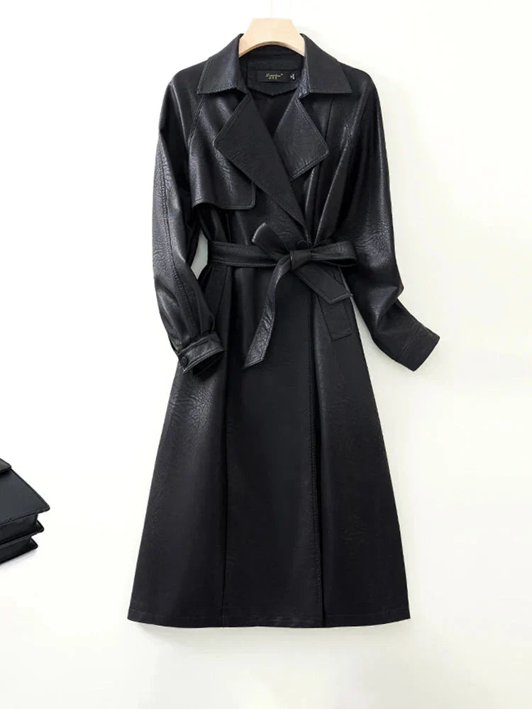Trench Coat em Pelica de Carneiro com Cinto Integrado