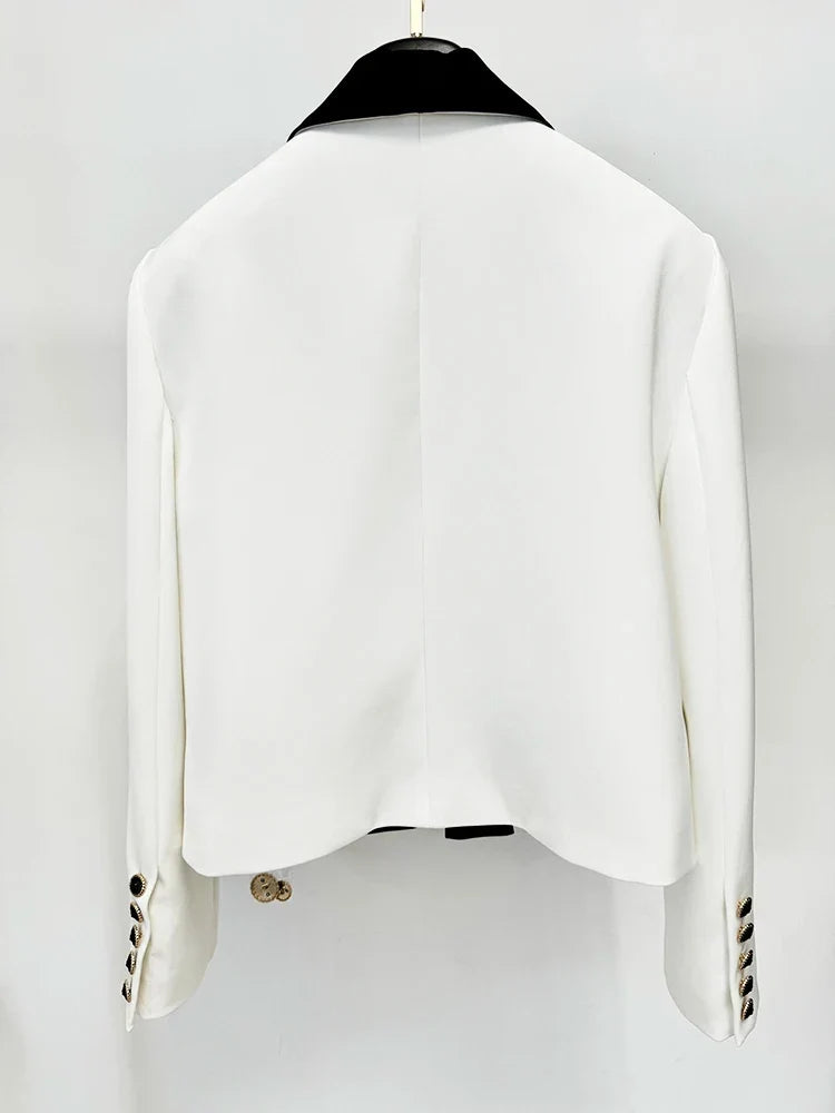 Blazer de Alfaiataria Escultural Bicolor com Gola Xale