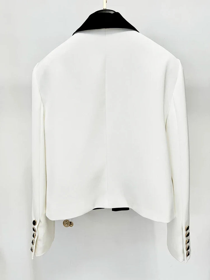 Blazer de Alfaiataria Escultural Bicolor com Gola Xale