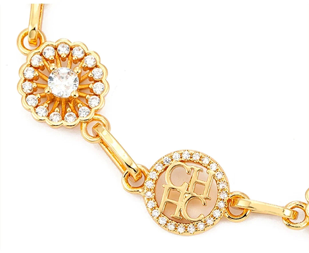 Pulseira CHCH Feminina de Luxo com Design em Letras e Pedrarias