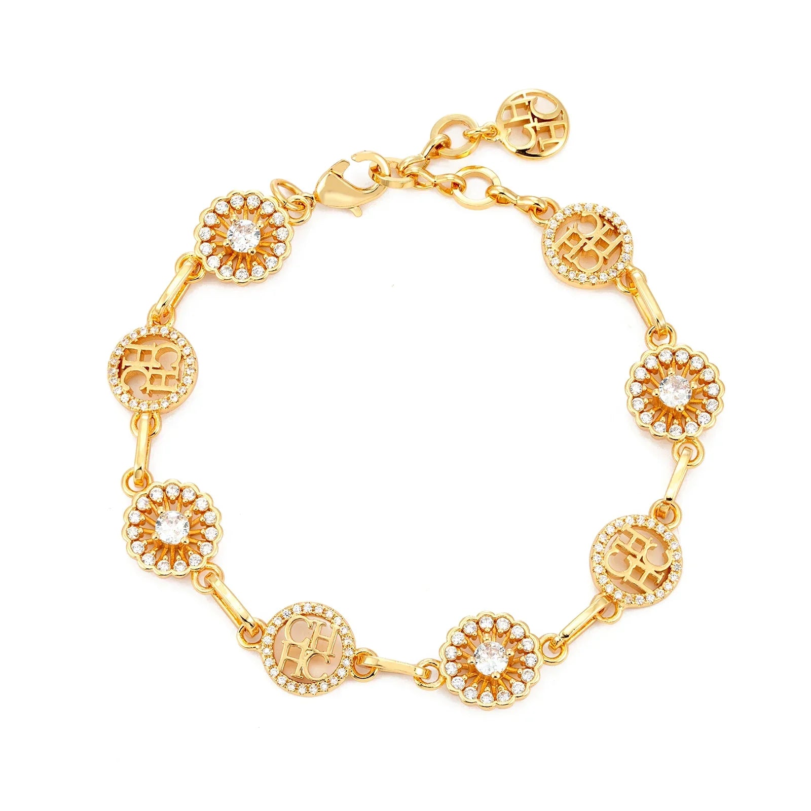 Pulseira CHCH Feminina de Luxo com Design em Letras e Pedrarias