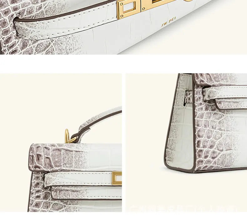 Bolsa Estruturada em Textura Croco com Alça Dupla Funcional
