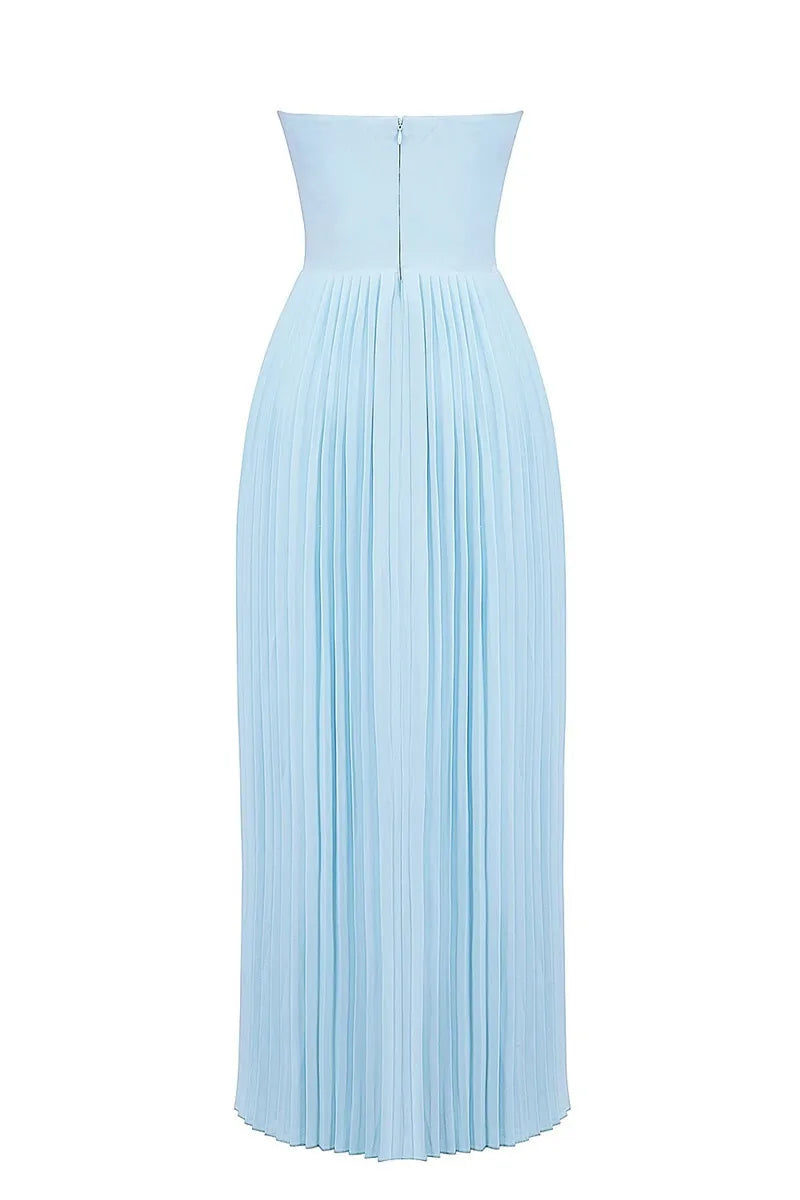 Vestido Longo Design de Espartilho, Saia Plissada e Luxo Moderno