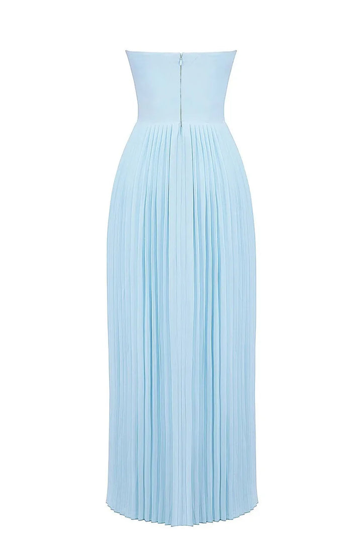 Vestido Longo Design de Espartilho, Saia Plissada e Luxo Moderno