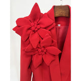 Conjunto de Alfaiataria 2 Peças: Blazer com Aplicação de Flor 3D e Calça