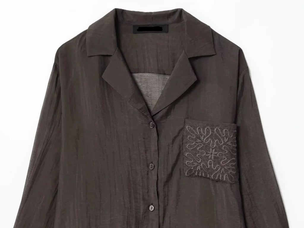 Camisa Elegante de Manga Longa – Modelagem Solta e Minimalista