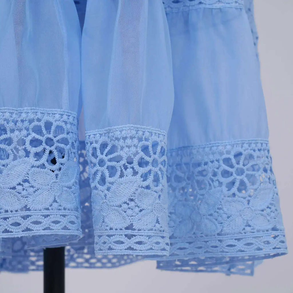 Cecília | Vestido Longo em Renda com Tecido 100% Algodão e Manga Longa