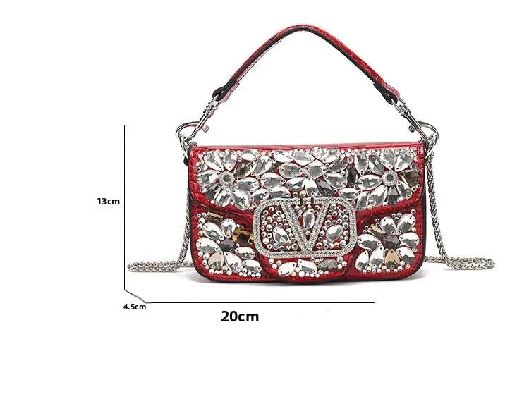 Bolsa Clutch Elegante com Pedrarias Bordadas à Mão