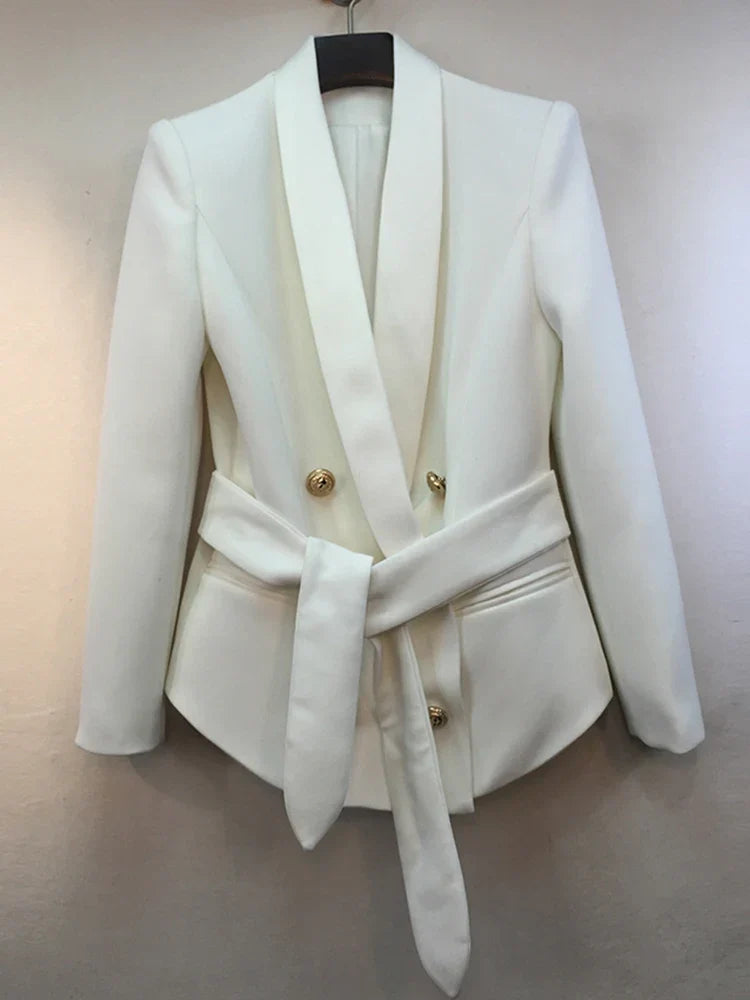 Blazer Estruturado com Lapela Xale e Cinto - Elegância Atemporal