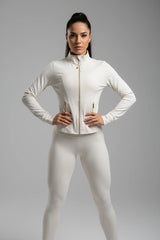 Conjunto Esportivo Feminino com Zíper Dourado e Calça Modeladora