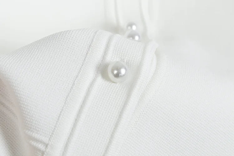 Cardigan em Tricô com Aplicações de Pérolas – Azul Serenity