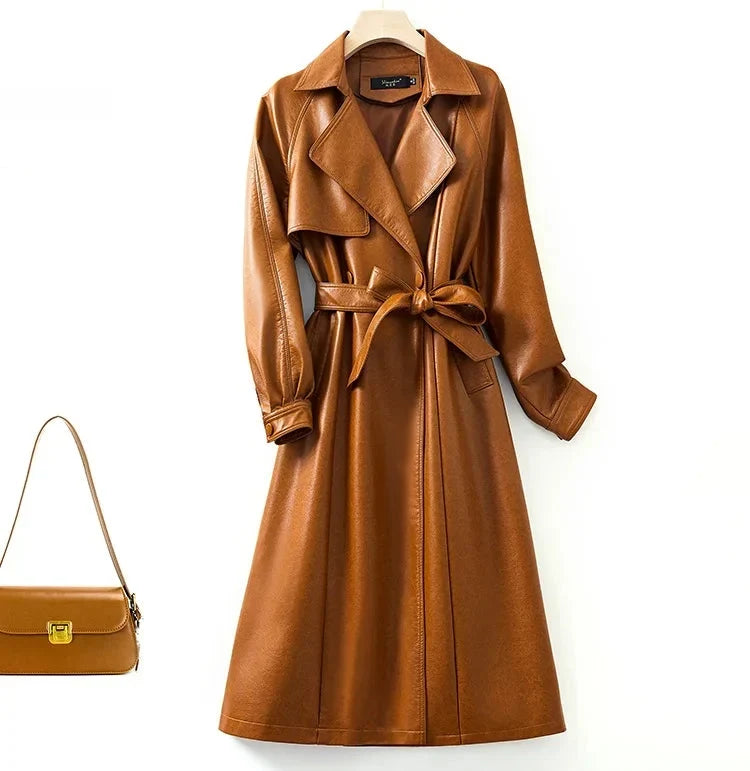 Trench Coat em Pelica de Carneiro com Cinto Integrado