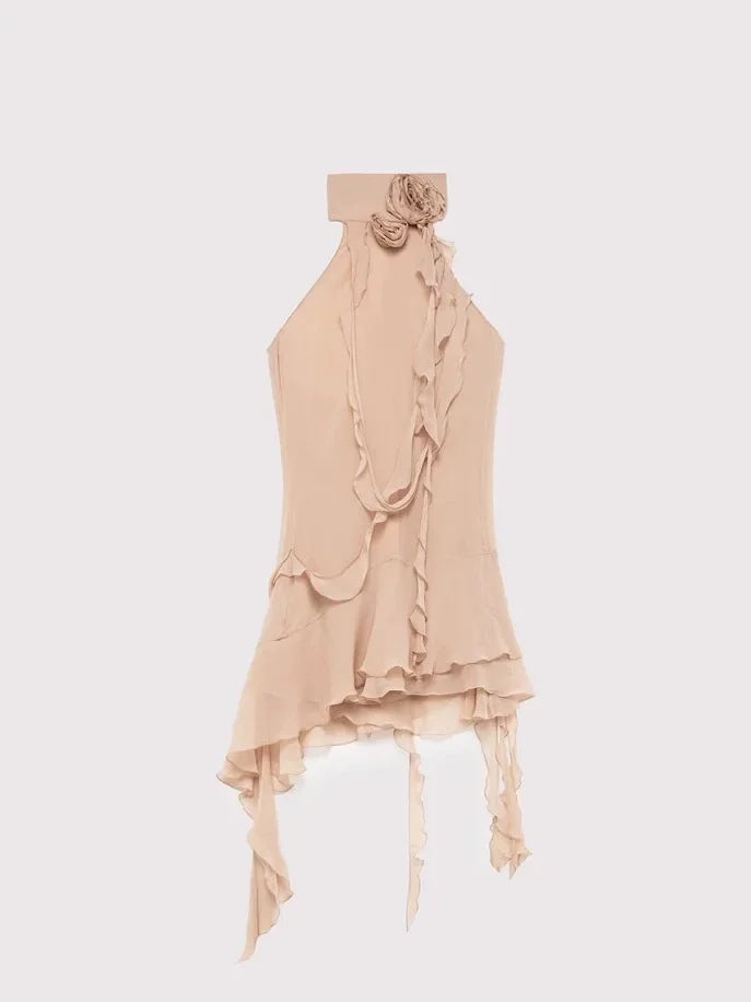 Vestido sem Mangas com Decote Halter, Exclusivo e Detalhe em Laço
