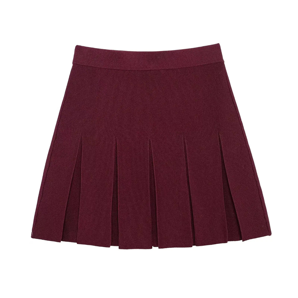 Conjunto Luxo Vermelho em Malha de Alta Densidade – Cardigã e Saia