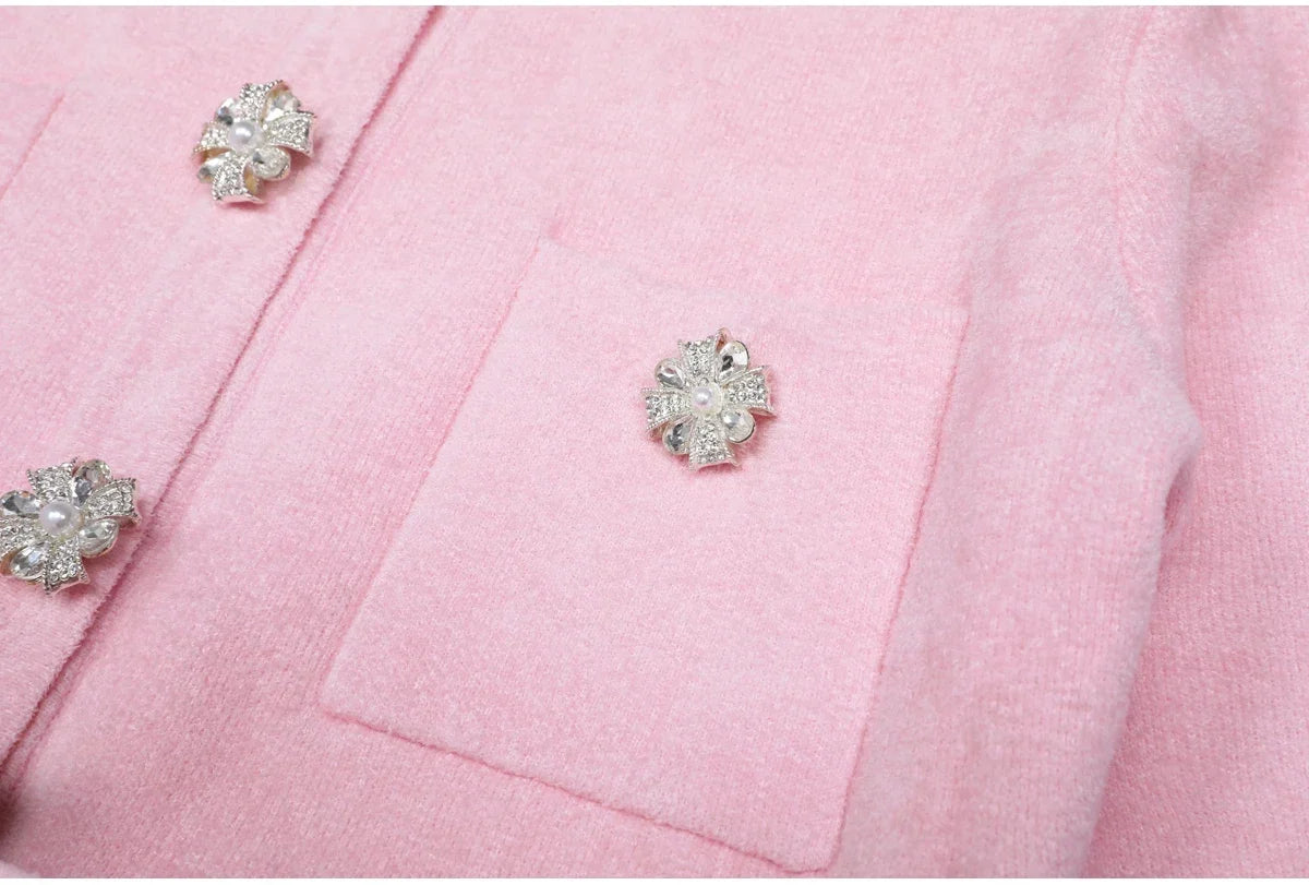 Conjunto Executivo Rosa: Casaco Estruturado e Saia Sereia Midi – Elegância