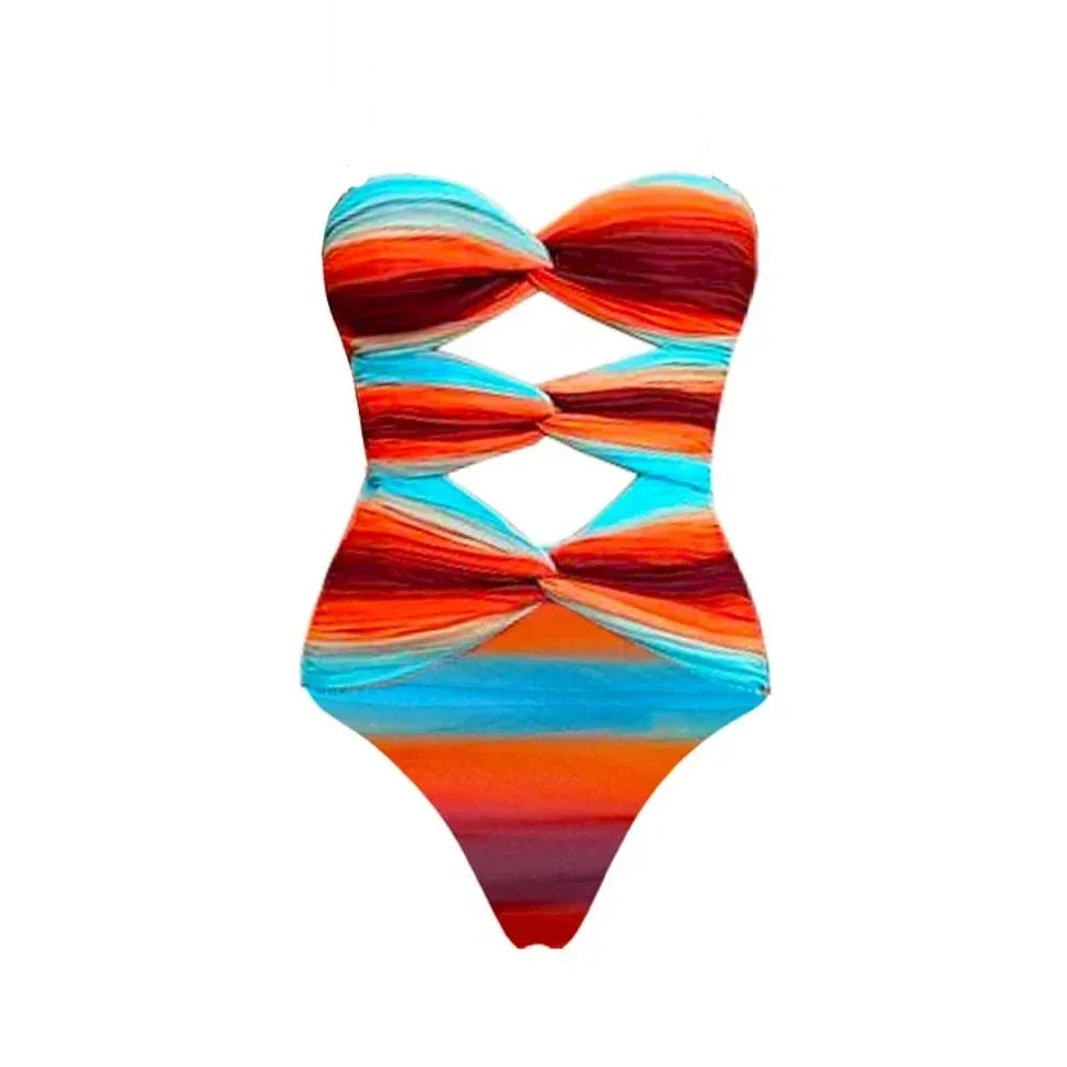 Conjunto Sofisticado com Decote em V e Saída de Praia Coordenada