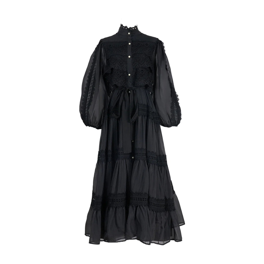 Valentina | Vestido Longo em Renda Artesanal com Aplicação de Pérolas