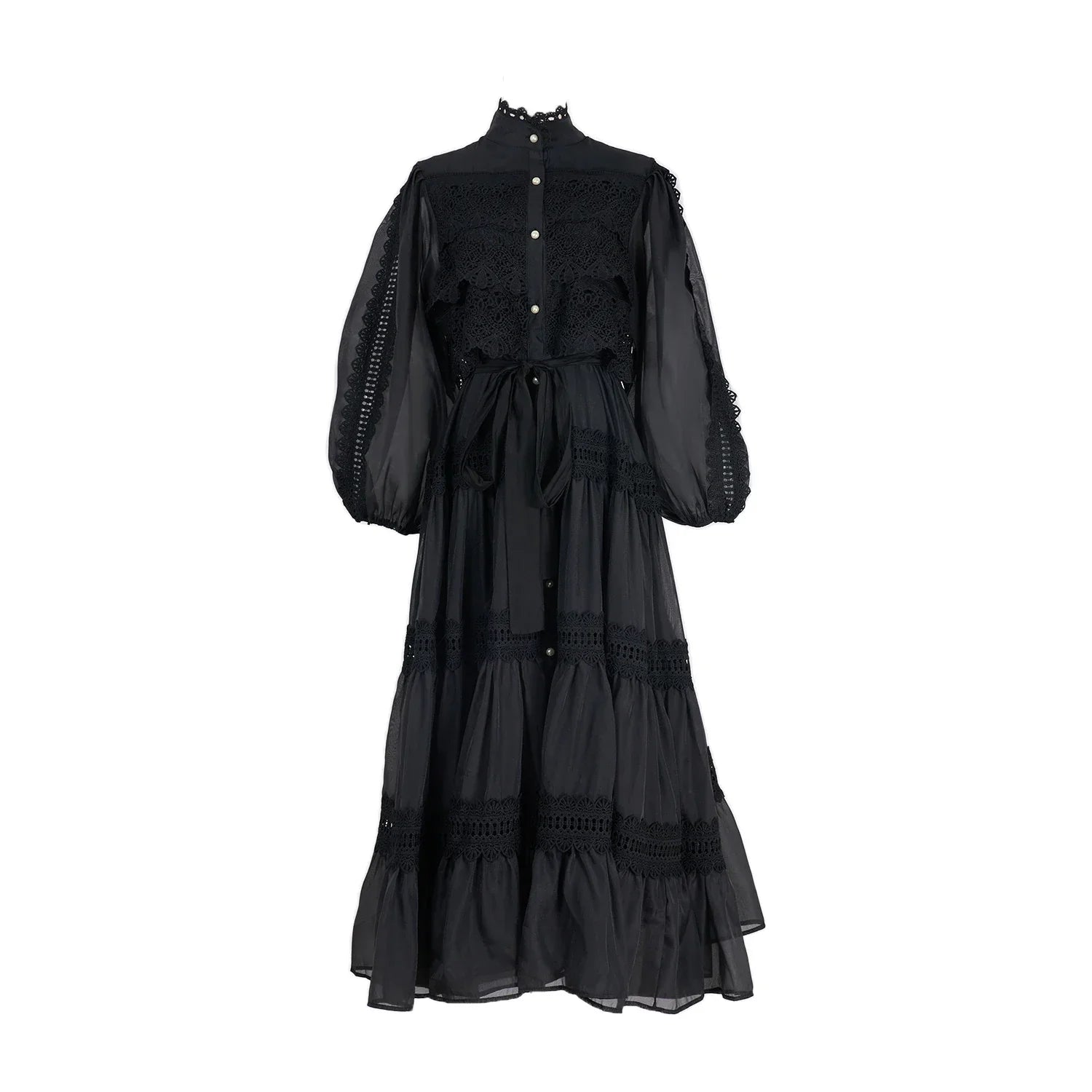 Valentina | Vestido Longo em Renda Artesanal com Aplicação de Pérolas