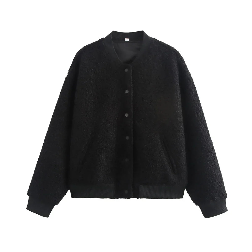 Jaqueta Bomber Minimalista com Textura Tridimensional