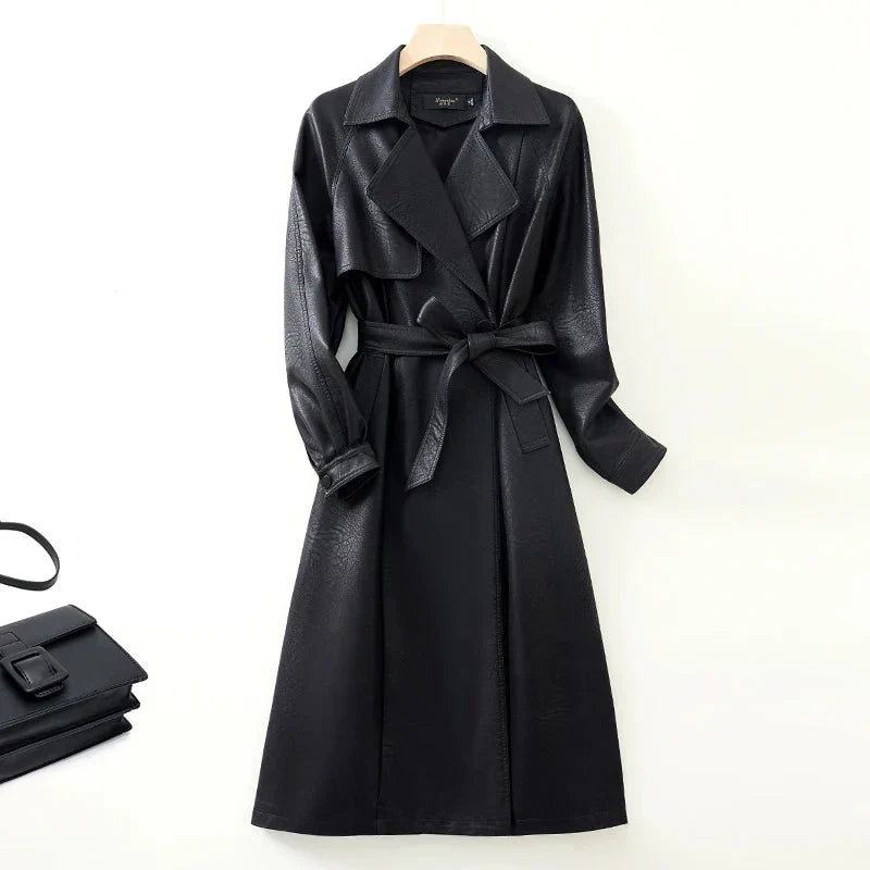 Trench Coat em Pelica de Carneiro com Cinto Integrado