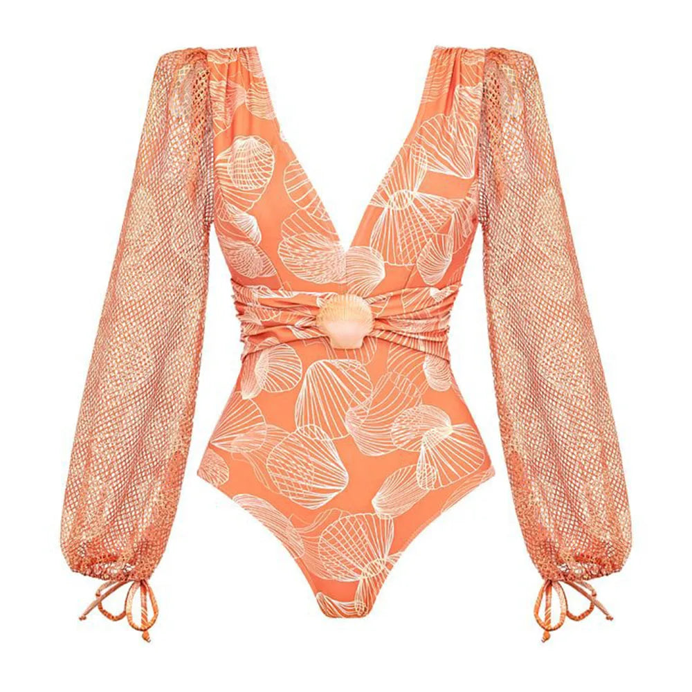 Conjunto de Banho Verão: Traje com Detalhes em Camadas e Saída de Praia