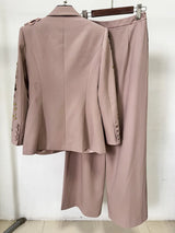 Conjunto Blazer Decorado em Bordado 3D e Calça Ampla Elegante