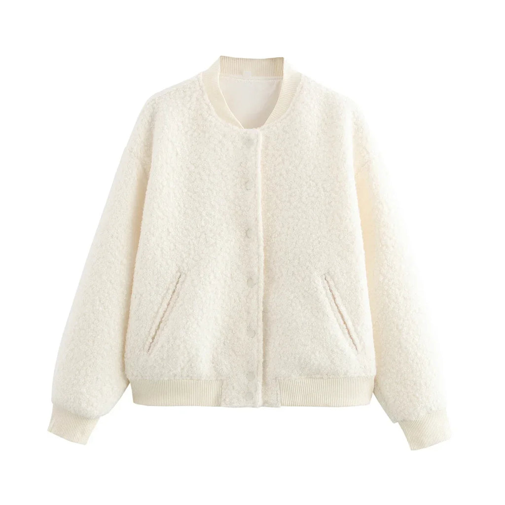 Jaqueta Bomber Minimalista com Textura Tridimensional