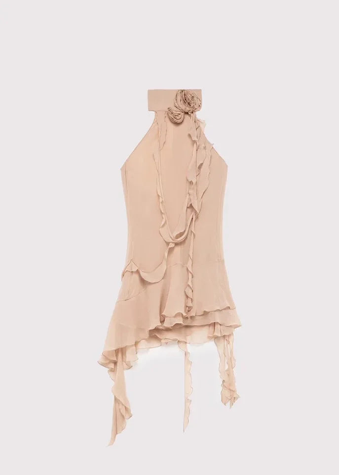 Vestido sem Mangas com Decote Halter, Exclusivo e Detalhe em Laço