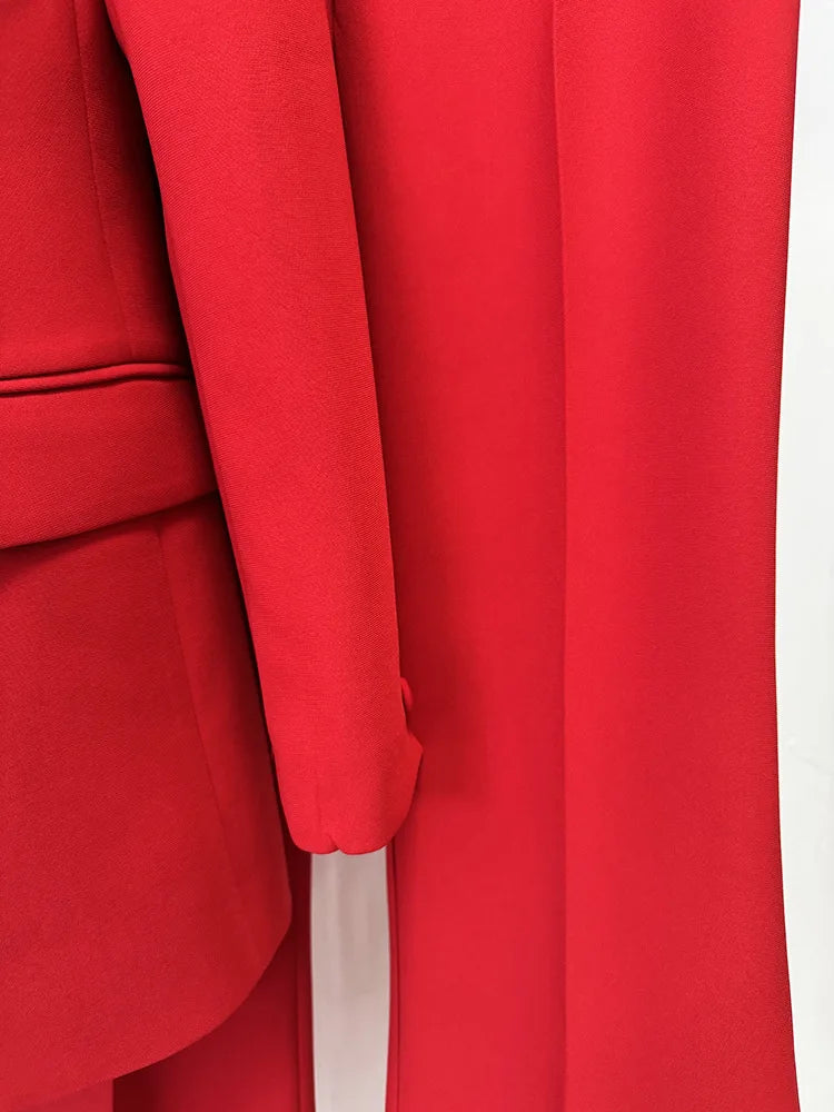 Conjunto de Alfaiataria 2 Peças: Blazer com Aplicação de Flor 3D e Calça