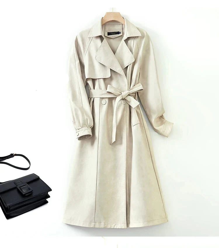 Trench Coat em Pelica de Carneiro com Cinto Integrado