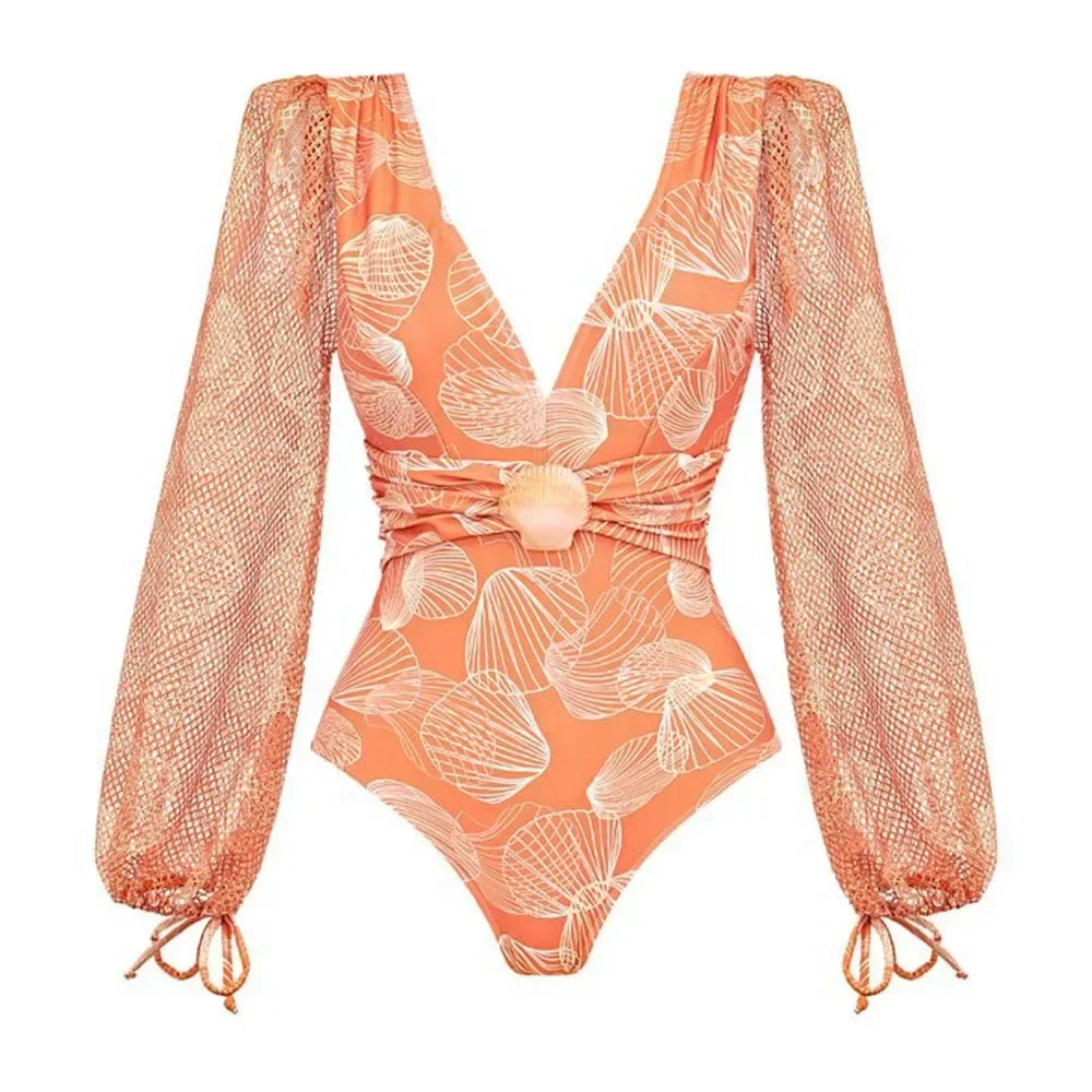 Conjunto de Banho Verão: Traje com Detalhes em Camadas e Saída de Praia