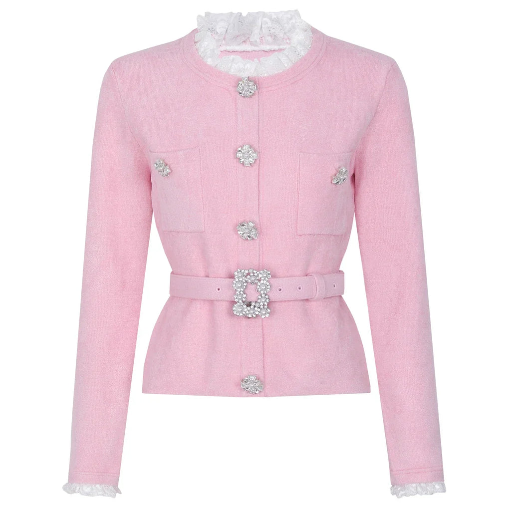 Conjunto Executivo Rosa: Casaco Estruturado e Saia Sereia Midi – Elegância