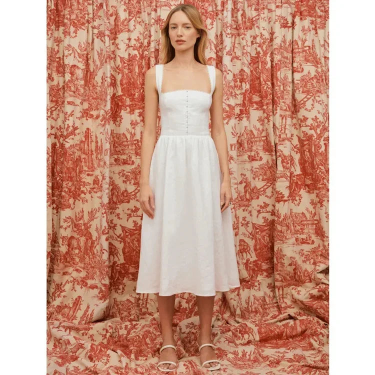 Vestido Elegante de Verão com Decote Quadrado - Leveza e Sofisticação